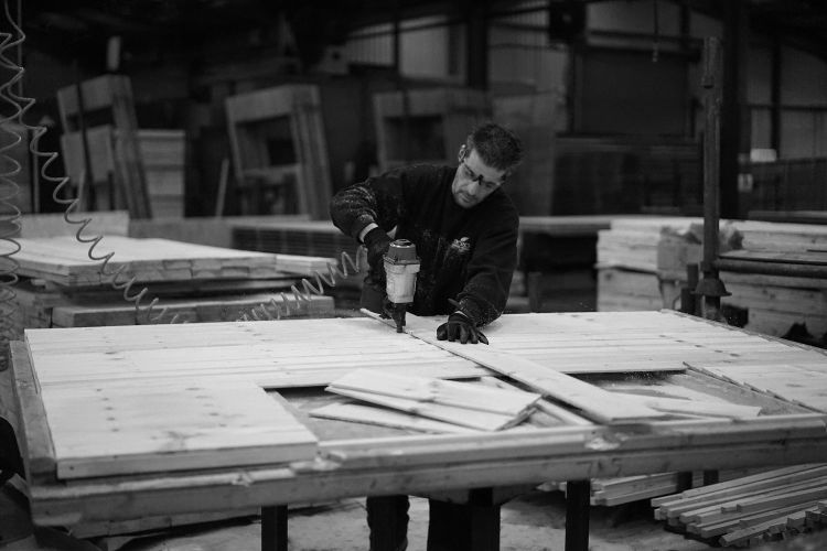 Shed being manufactured