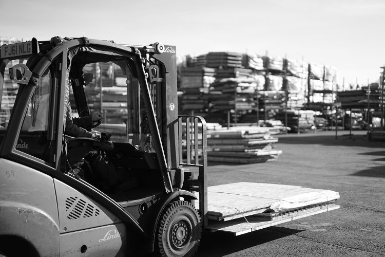 Fork-lift in yard